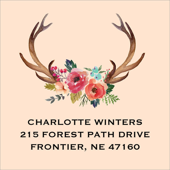 Decorated Antler Square Address Labels